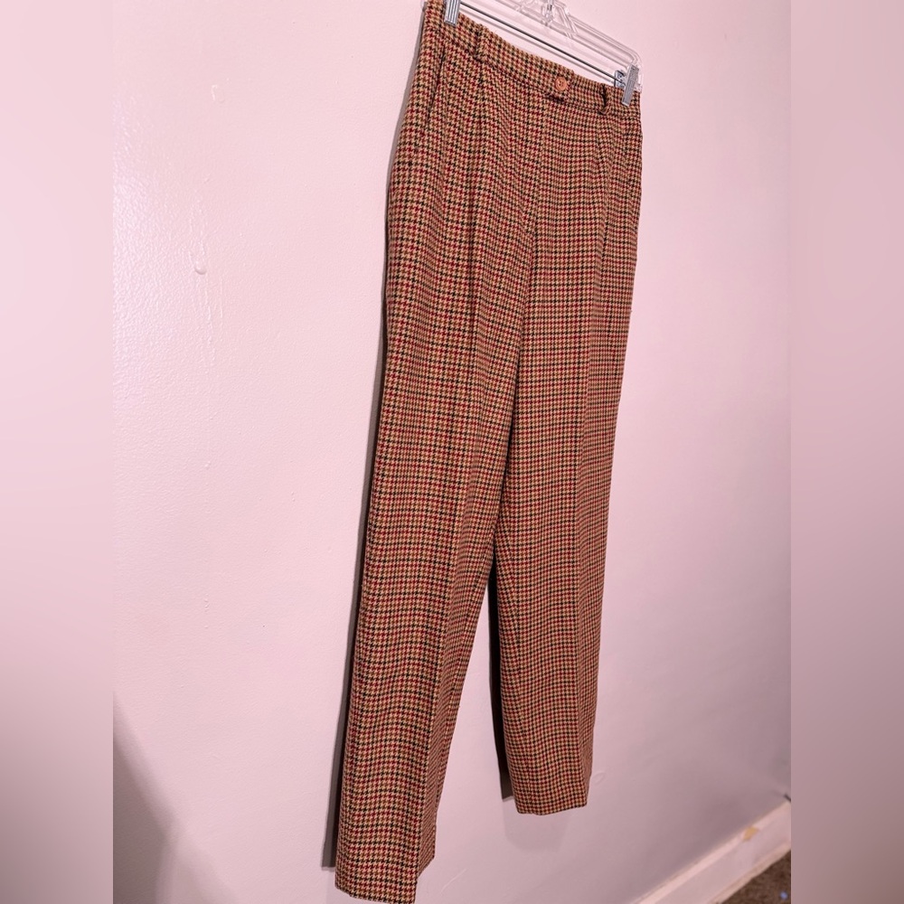 Koret of California 80s/90s Pants, Tartan Wool Mixed Checks, Vintage High Waist - Picture 2 of 9